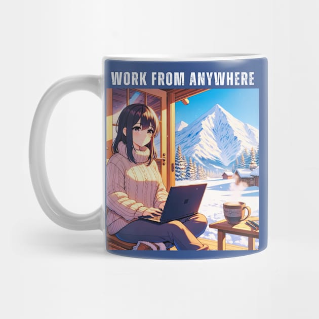 Work From Anywhere - Woman in Mountains and Snow by The Global Worker
